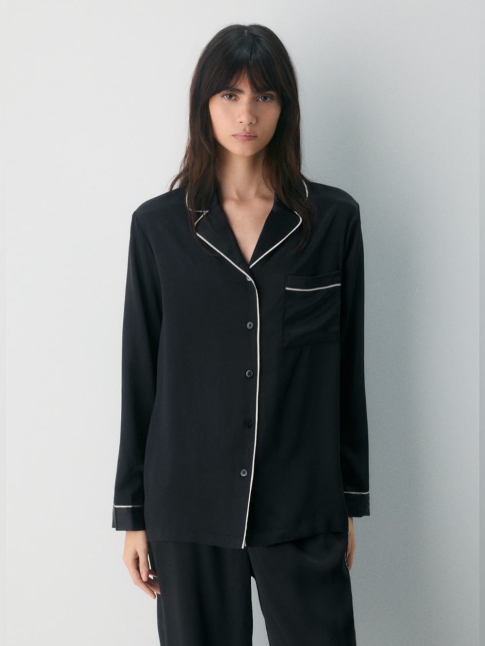 Aritzia Nightside Silk Charmeuse Pajama Top In Black- Still Full Price